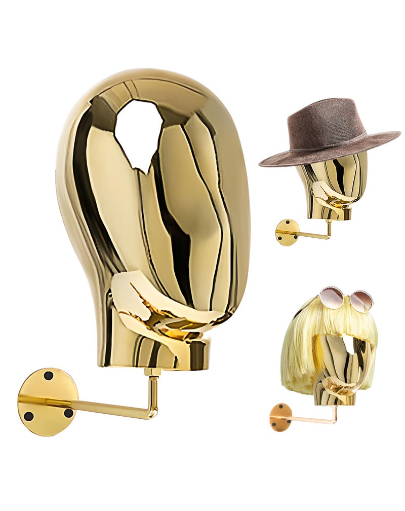 CHADWICK Hat Display Stand Wall Mount Chrome Wig Head Stand Stylish Mannequin Head Stand Durable Wig Holder for Hats Wigs Glasses Luxury Look at Home Salon Head Swivels 20 Inch Circumference