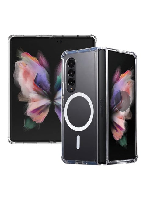 Magnetic Clear Case for Samsung Galaxy Z Fold 3 5g, Compatible with Magsafe Card Wallet and Wireless Charger, Transparent Shockproof and Drop-Proof Case Cover For Fold 3 Clear