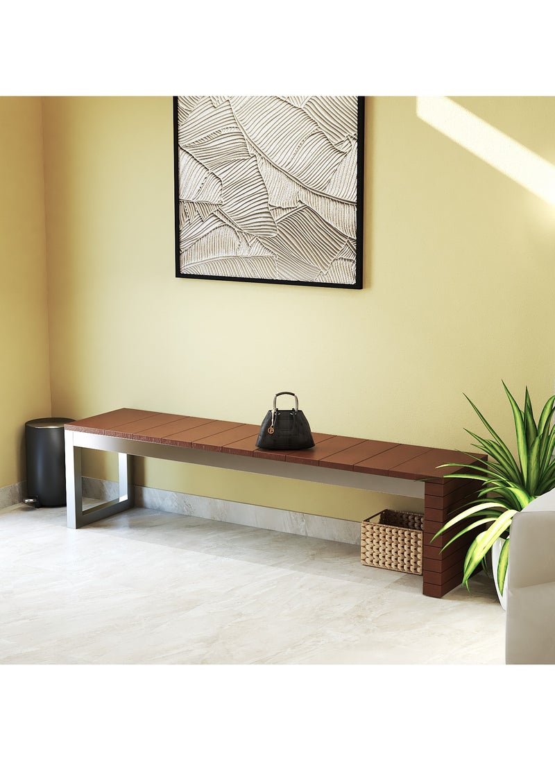RIGID Stainless Steel Bench with Wooden Top  45x182x43cm  - Image 5