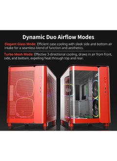 MONTECH King 95 PRO Dual-Chamber ATX Mid-Tower PC Gaming Case, High-Airflow, Toolless Panels, Sturdy Curved Tempered Glass Front, 6 ARGB PWM Fan Pre-Installed with Fan Hub, Red  - Image 4