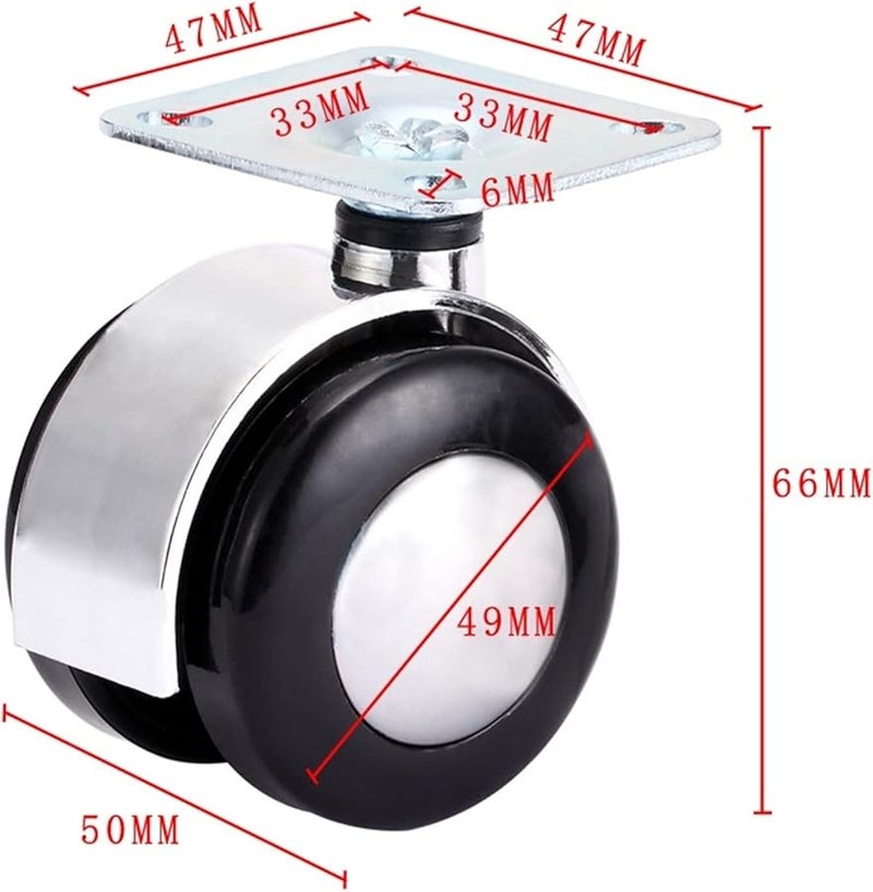 Heavy Duty 2 Inch Swivel Caster Wheels With M8 Screw Plate And Rubber Protective Brake - Image 3