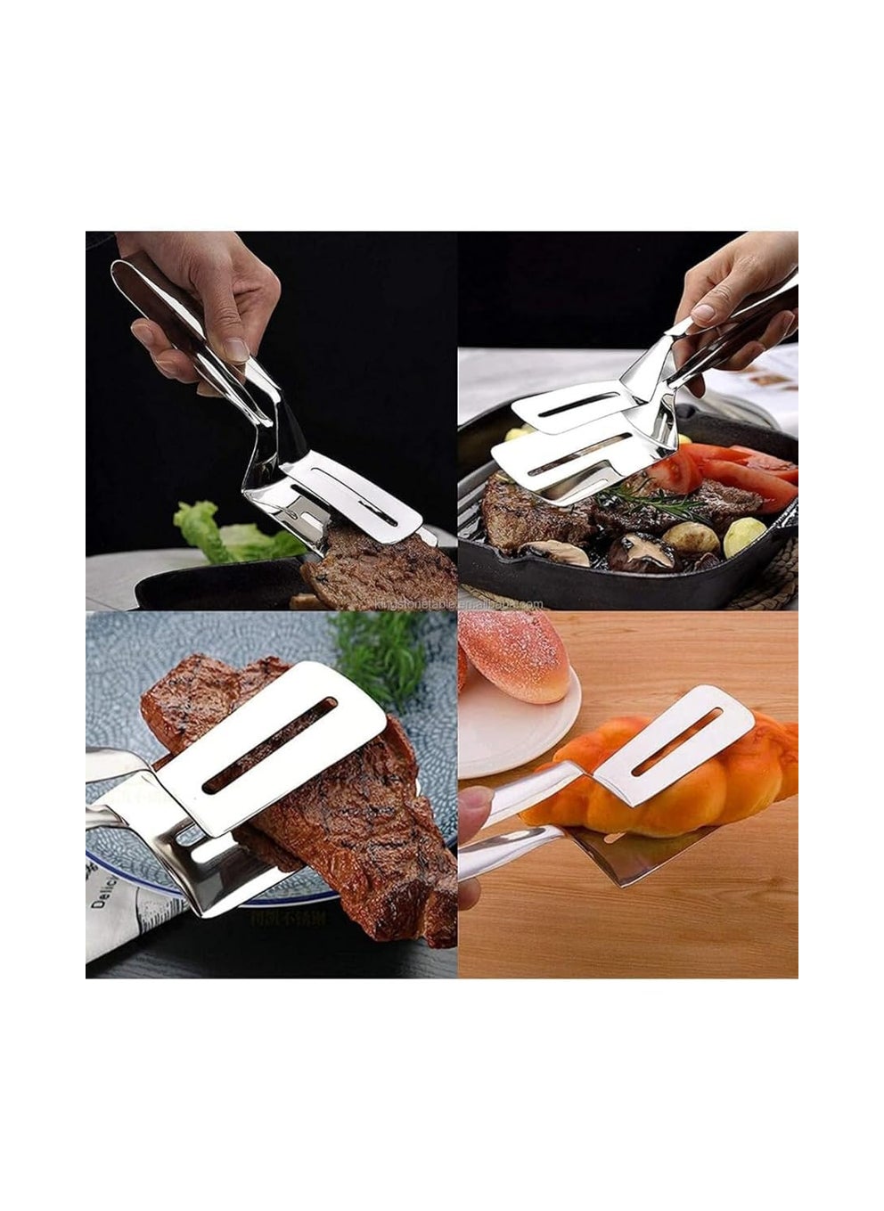 Ekdant EKDANT Stainless Steel Serving Tongs 12Inch Durable Kitchen Tongs for Grilling BBQ Buffet Serving HeatResistant AntiSlip Handles Easy Grip Perfect for Cooking Food Handling  - Image 3