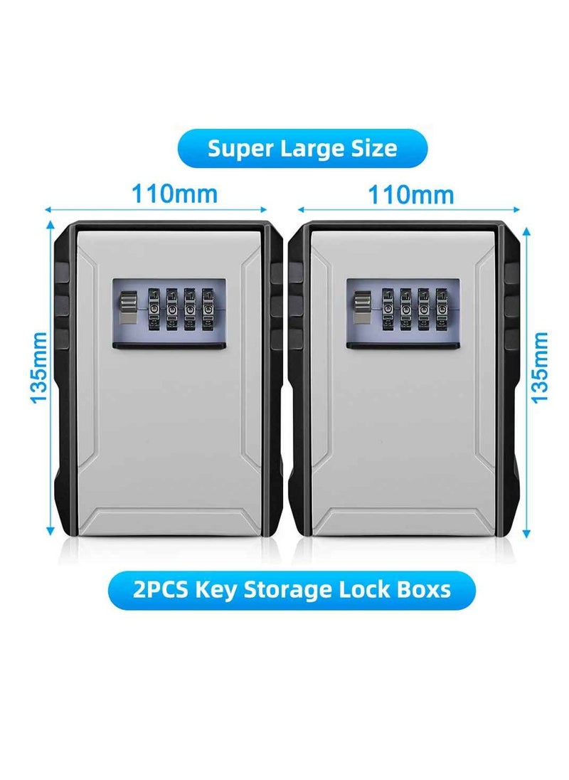 Generic - Key Safe Box, 4 Digit Combination Key Box, Wall Mounted Large Capacity Key Security Box, Waterproof Anti Theft Key Storage Box With Resettable Code, (2pcs, Super Large Size) - Image 1