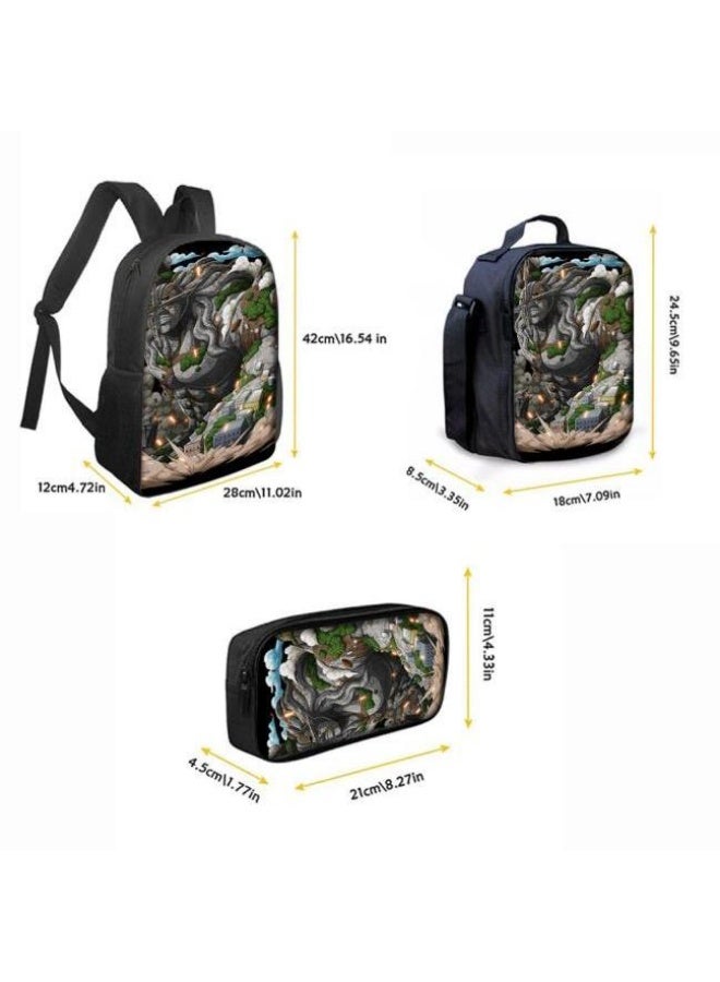 general The latest universal cartoon printed three piece practical bag combination (suitable for students, children, friends, outings, mountain climbing, etc.) - Image 5