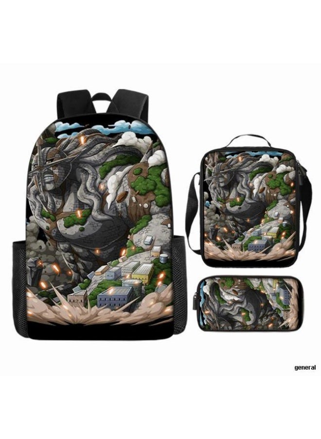 general The latest universal cartoon printed three piece practical bag combination (suitable for students, children, friends, outings, mountain climbing, etc.) - Image 1