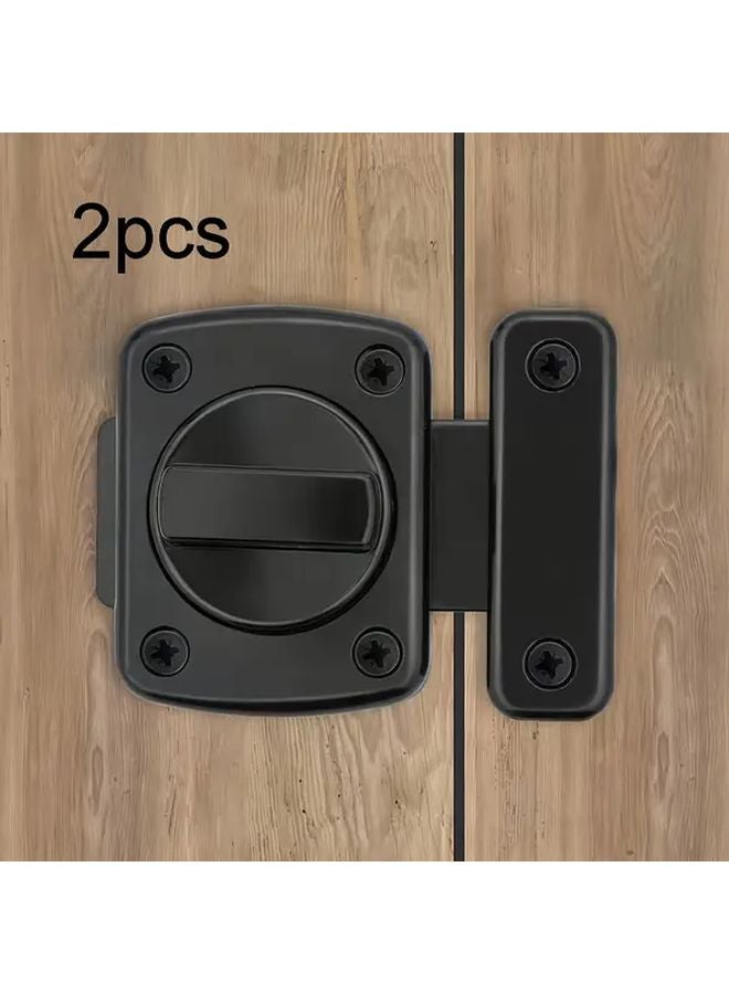 2Pcs Black Anti Theft Door Bolt Lock Thickened Punch Free Latch For Wooden Room - Image 1