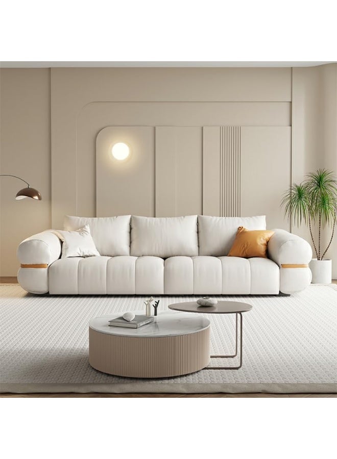 Comfynest أريكة جلدية حديثة مقاومة للبقع ومقاومة للماء، 250.19 × 99.06 × 80.01 سم بني - Image 2