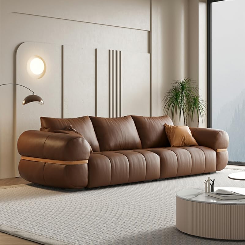 Comfynest أريكة جلدية حديثة مقاومة للبقع ومقاومة للماء، 250.19 × 99.06 × 80.01 سم بني - Image 1