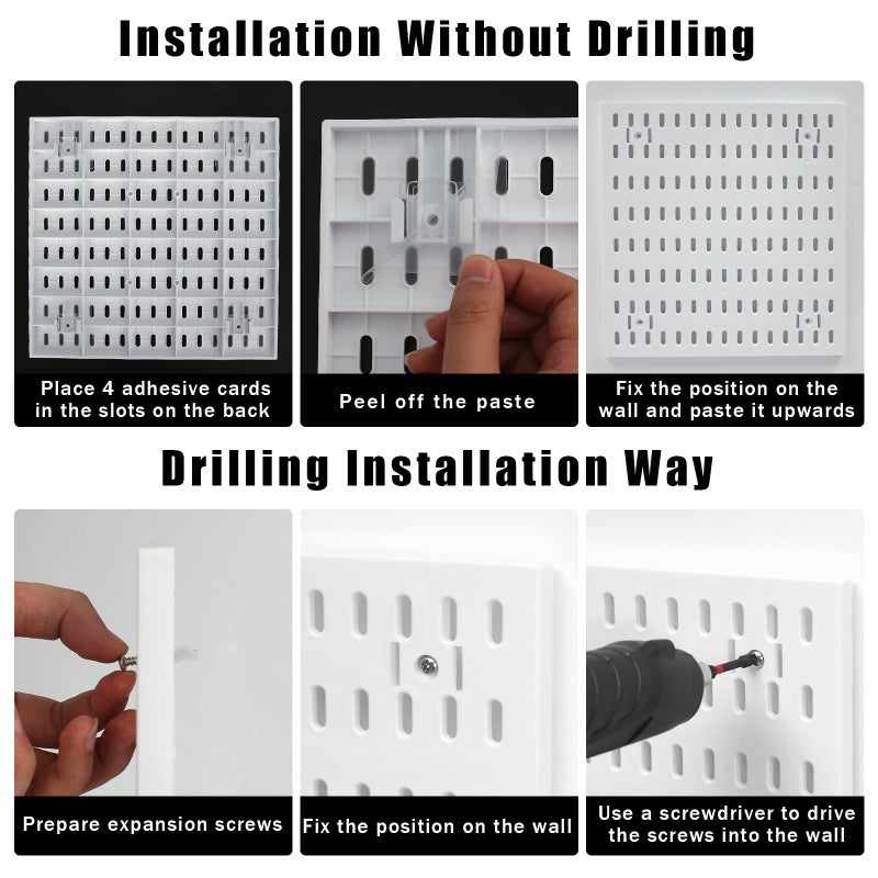 Dualshine Premium Pegboard Combination Kit, White Pegboard Wall Organizer with 4 Small Plastic Panels and 38 Accessories, Ideal for Craft Room, Bathroom, Nursery Storage, and Office (22"*22") - Image 4
