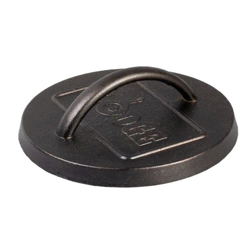 Lodge Pre-Seasoned Round Cast Iron Press - Cast Iron Griddle Press for a Restaurant-Quality Sear - Unparalleled Heat Retention - Use on the Stove or the Grill - 6.25 Inch - Image 1