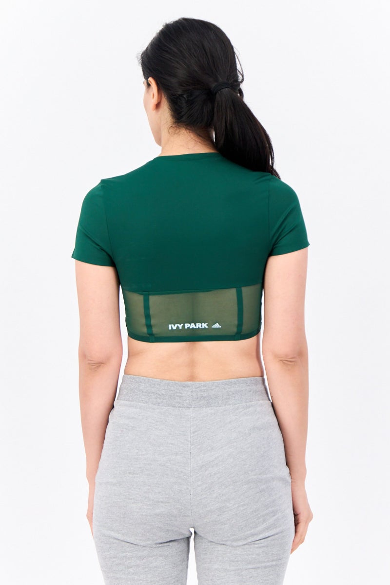 Adidas أديداس × آيفي بارك ملابس رياضية نسائية قمة مبطنة ملائمة، أخضر داكن - Image 2