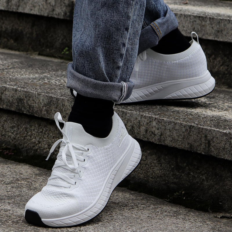 Puweco Mens Lightweight Running Shoes Breathable Workout Comfort Tennis Shoes All White Size 10.5 - Image 2