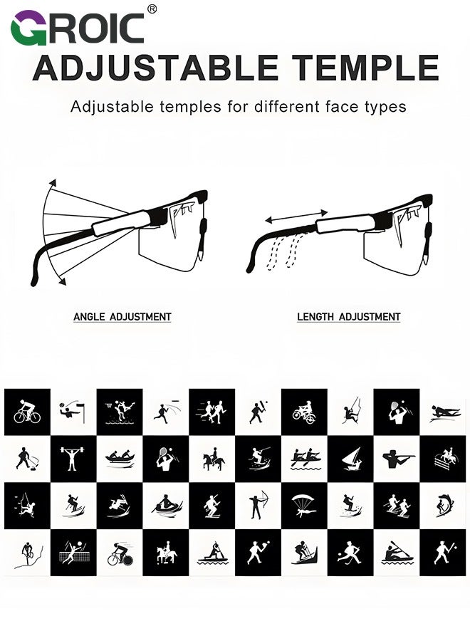 GROIC Sports Sunglasses UV Protection Cycling Sunglasses Polarized  UV400 Visor Outdoor Windproof Glasses for Sports Running Golf Baseball Fishing - Image 4
