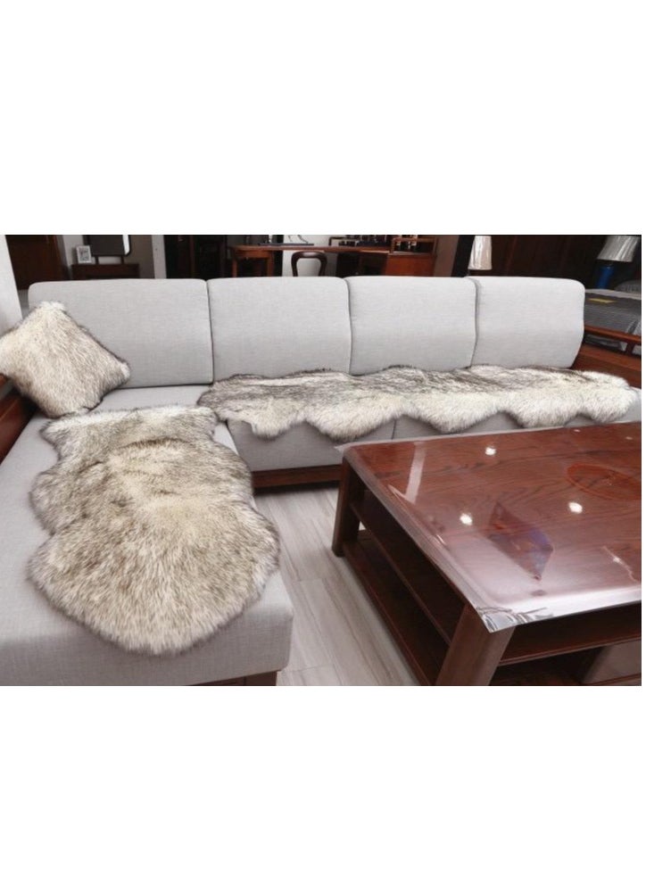 BAIG - Meng Ge Faux Silky Deluxe Sheepskin Area Shag Rug Children Play Carpet for Living & Bedroom Grey Tip,2x6ft(Sheepskin) - Image 1