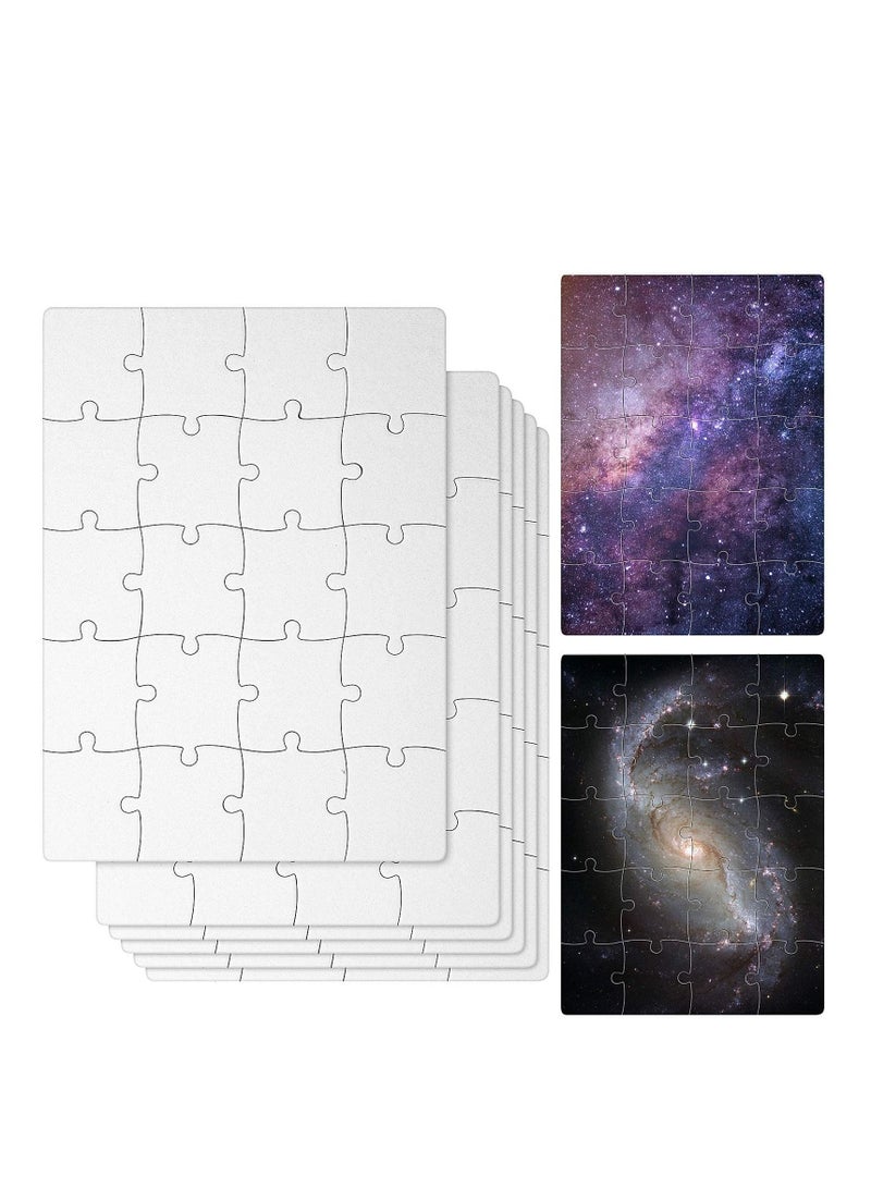 6 Sets Sublimation Blanks Puzzles White Jigsaw Puzzle Blank Puzzles DIY Blank Puzzle for Sublimation Transfer Thermal Transfer Heat Press Printing Crafts A5-20 Style - Image 1