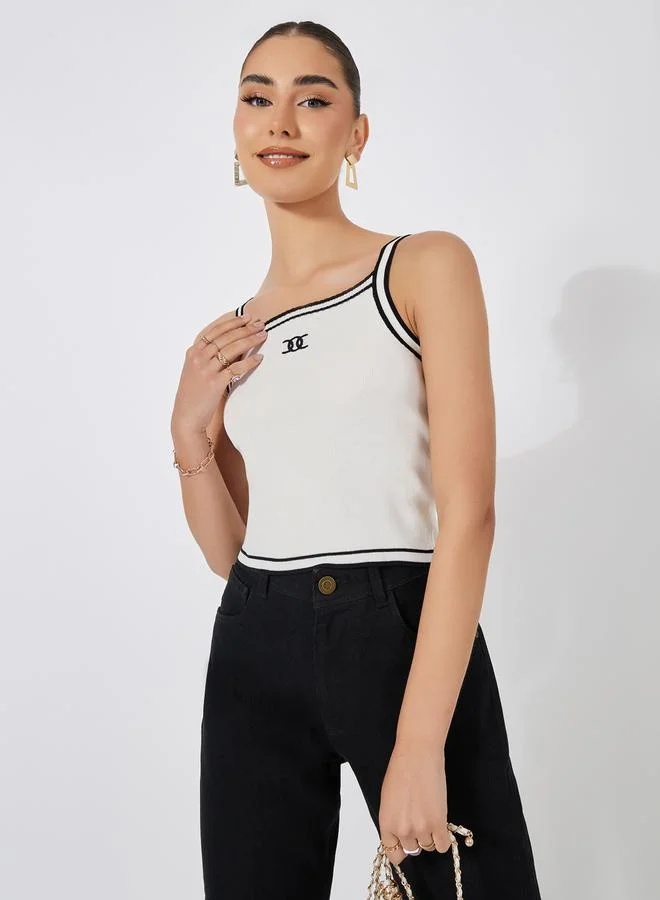 ستايلي Contrast Binding Square Neck Fitted Knit Tank