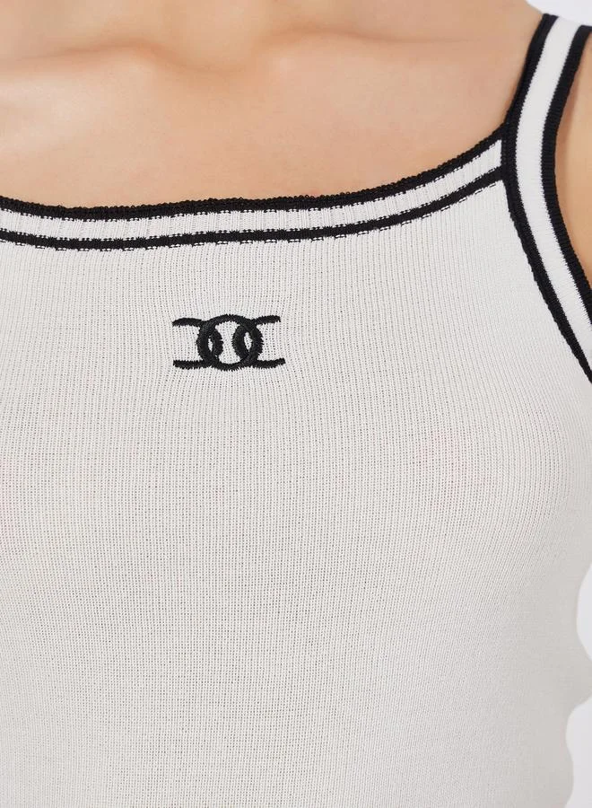 ستايلي Contrast Binding Square Neck Fitted Knit Tank