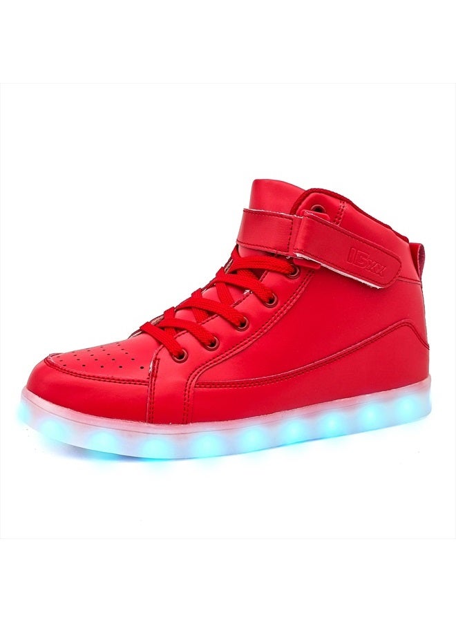 IGxx LED Light Up Shoes for Men USB Recharging High Top LED Sneakers Women Kids Red - Image 1