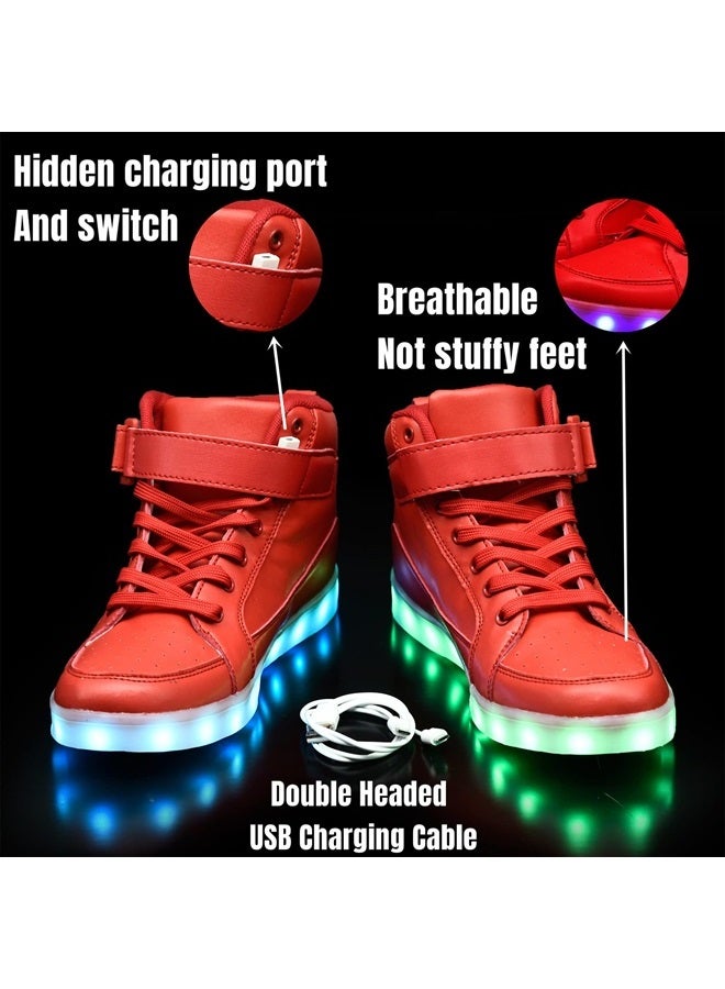IGxx LED Light Up Shoes for Men USB Recharging High Top LED Sneakers Women Kids Red - Image 4