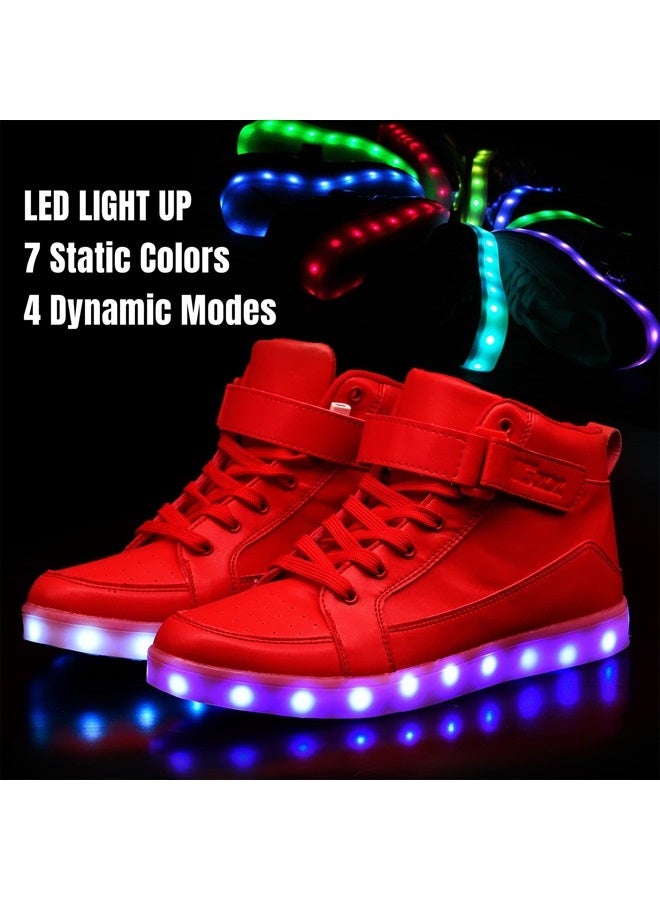 IGxx LED Light Up Shoes for Men USB Recharging High Top LED Sneakers Women Kids Red - Image 3