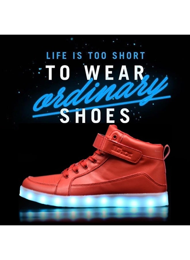 IGxx LED Light Up Shoes for Men USB Recharging High Top LED Sneakers Women Kids Red - Image 2