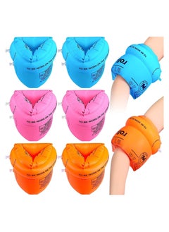 STAUD 6 Pieces Swimming Arm Float Rings PVC Arm Floaties Inflatable Float Swim Arm Bands Water Floater Sleeves Swimming Rings Tube Armlets for Swimming, Orange, Blue, Pink  - Image 1