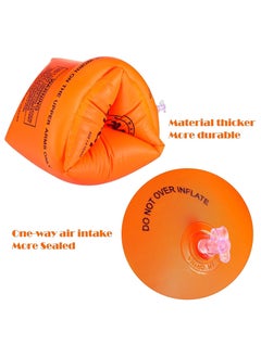 STAUD 6 Pieces Swimming Arm Float Rings PVC Arm Floaties Inflatable Float Swim Arm Bands Water Floater Sleeves Swimming Rings Tube Armlets for Swimming, Orange, Blue, Pink  - Image 2