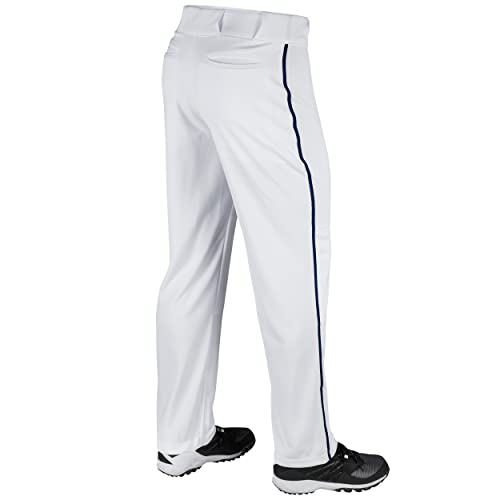 Champro Standard Triple Crown Open Bottom Adult Baseball Pants, White, Navy Pipe, Small - Image 2