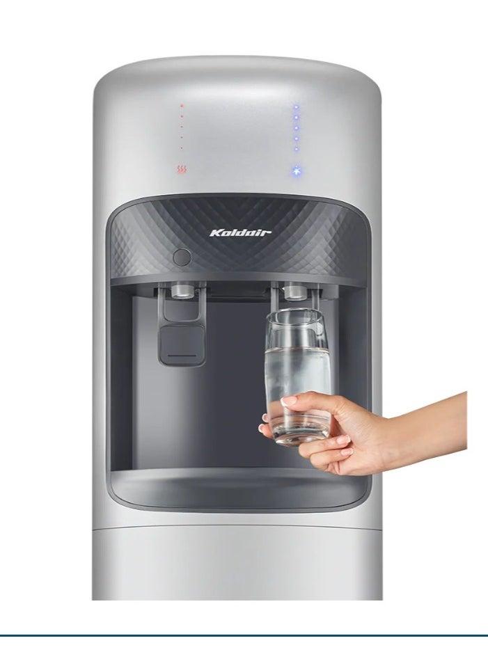 Koldair Water Dispenser Bottom Load Type A With Adavanced Functionality, LED Indicators For Operating, Cooling, Heating, and Water Level, Two Taps Hot And Cold, Silver