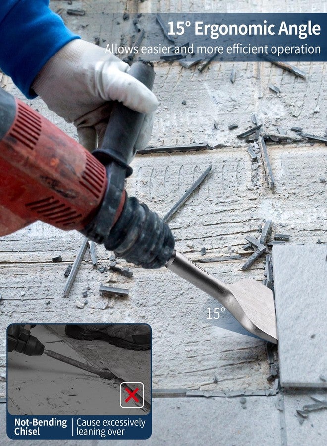 Firecore إزميل Firecore SDS Plus بعرض 3 بوصات وطول 6.5 بوصة، لقمة إزميل منحني لإزالة البلاط لأداة الحفر بمطرقة دوارة SDS Plus، مجرفة من الفولاذ السبائكي لملاط الأسمنت الرقيق للبلاط السيراميكي - FS18365 - Image 4
