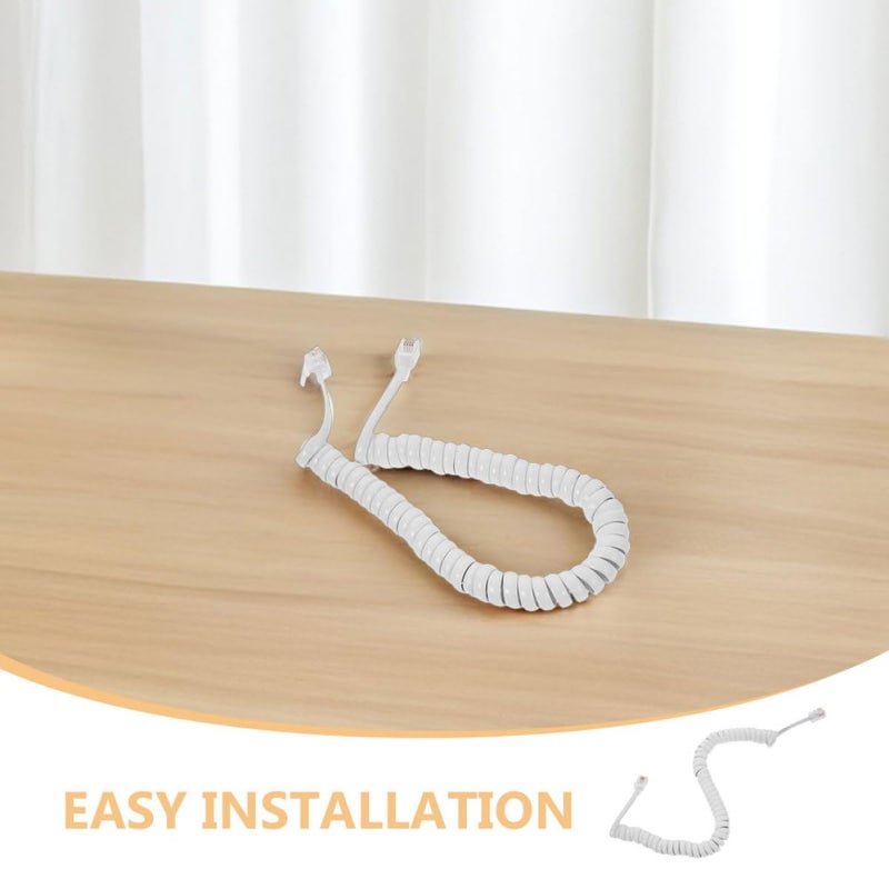 3Pcs Black Coiled Telephone Cord Stretchable Anti Tangle For Home Office Landline - Image 4