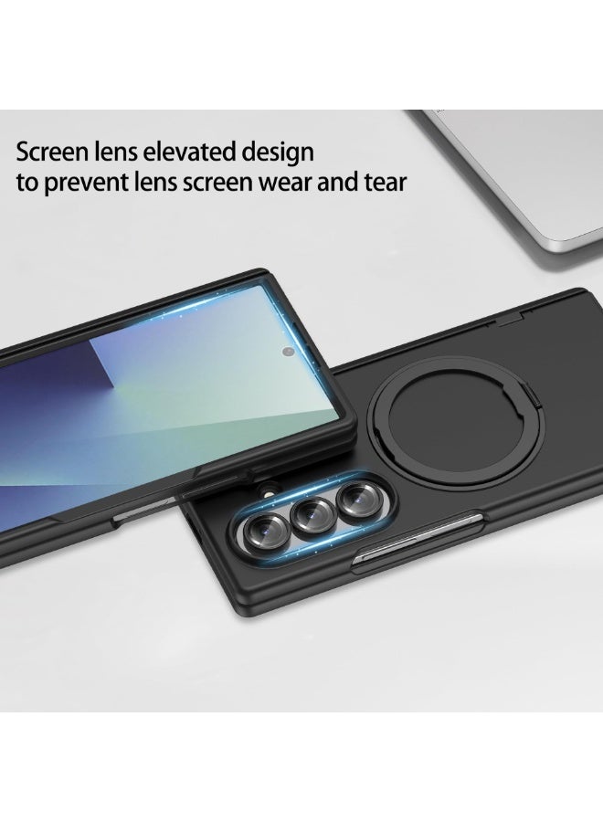 general Case Compatible with Samsung Galaxy Z Fold 7, 【Magnetic Wireless Charging】 PC Hinge Full-coverage Protective Cover with HD Screen Protector  360° Rotating Stand - Image 4