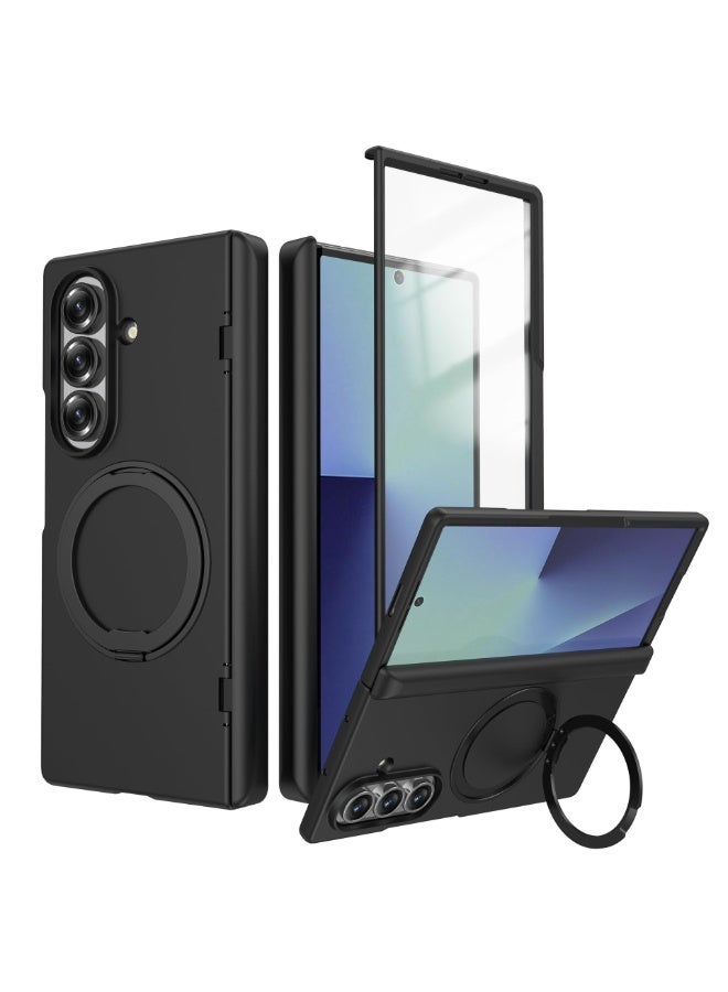 general Case Compatible with Samsung Galaxy Z Fold 7, 【Magnetic Wireless Charging】 PC Hinge Full-coverage Protective Cover with HD Screen Protector  360° Rotating Stand - Image 1