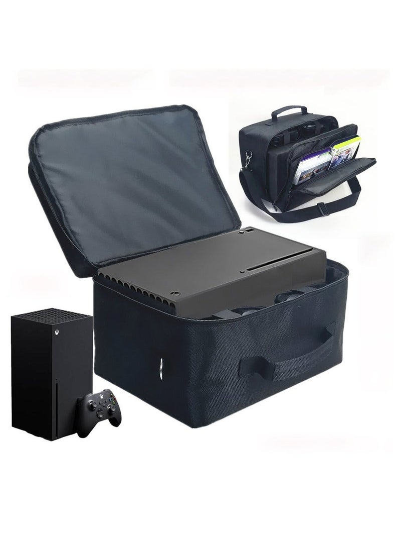 FlashHawk Xbox Series X Console Storage Bag, Protective Travel Bag for Xbox Series X Consoles/Controllers/Accessories, Large Capacity, Double Compartments, Black - Image 1