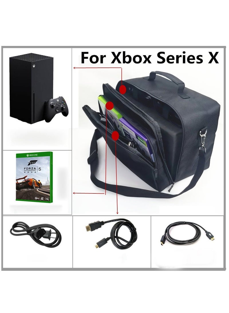 FlashHawk Xbox Series X Console Storage Bag, Protective Travel Bag for Xbox Series X Consoles/Controllers/Accessories, Large Capacity, Double Compartments, Black - Image 2