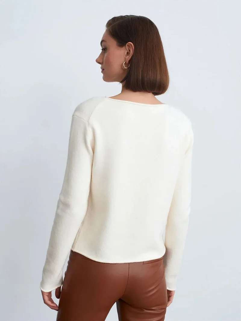 ديلفين Dilvin Women's Boat Neck Ribbed Knit Sweater
