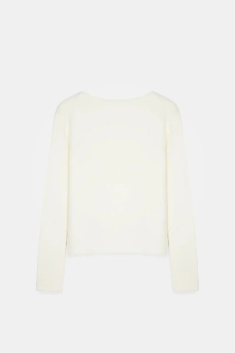 Dilvin Cream Natural DILVIN Women's Boat Neck Ribbed Knit Sweater for Women | Best Price UAE