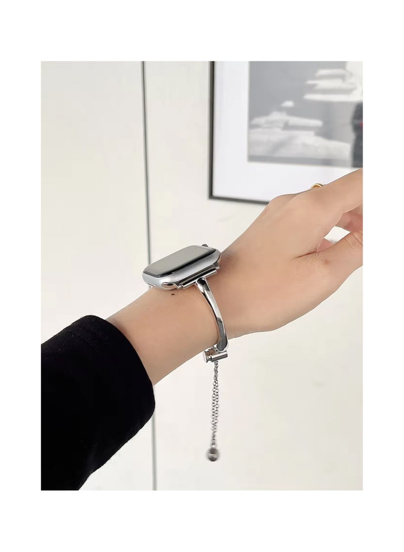 Metal Smart Watch Replacement Strap for Apple Watch 42/44/45/49mm - Silver - Image 2