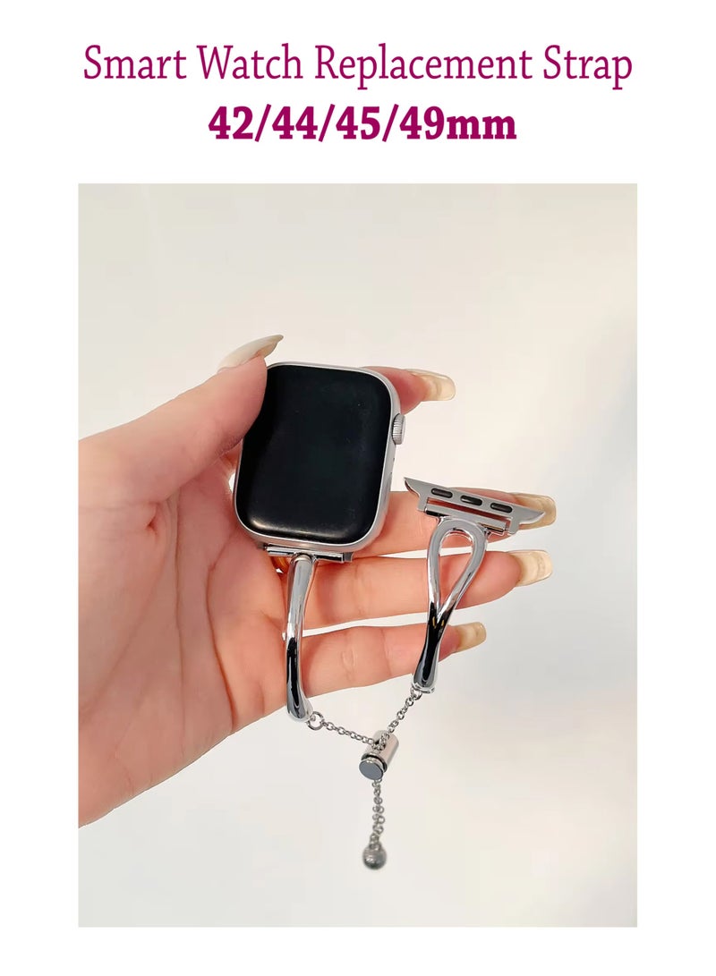 Metal Smart Watch Replacement Strap for Apple Watch 42/44/45/49mm - Silver - Image 1
