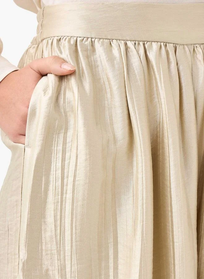 Splash FAV Wide Leg Half Elastic Waist Crinkled Pants