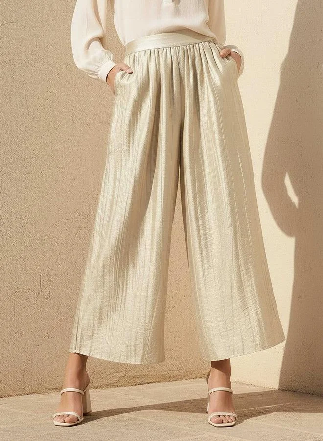 Splash FAV Wide Leg Half Elastic Waist Crinkled Pants