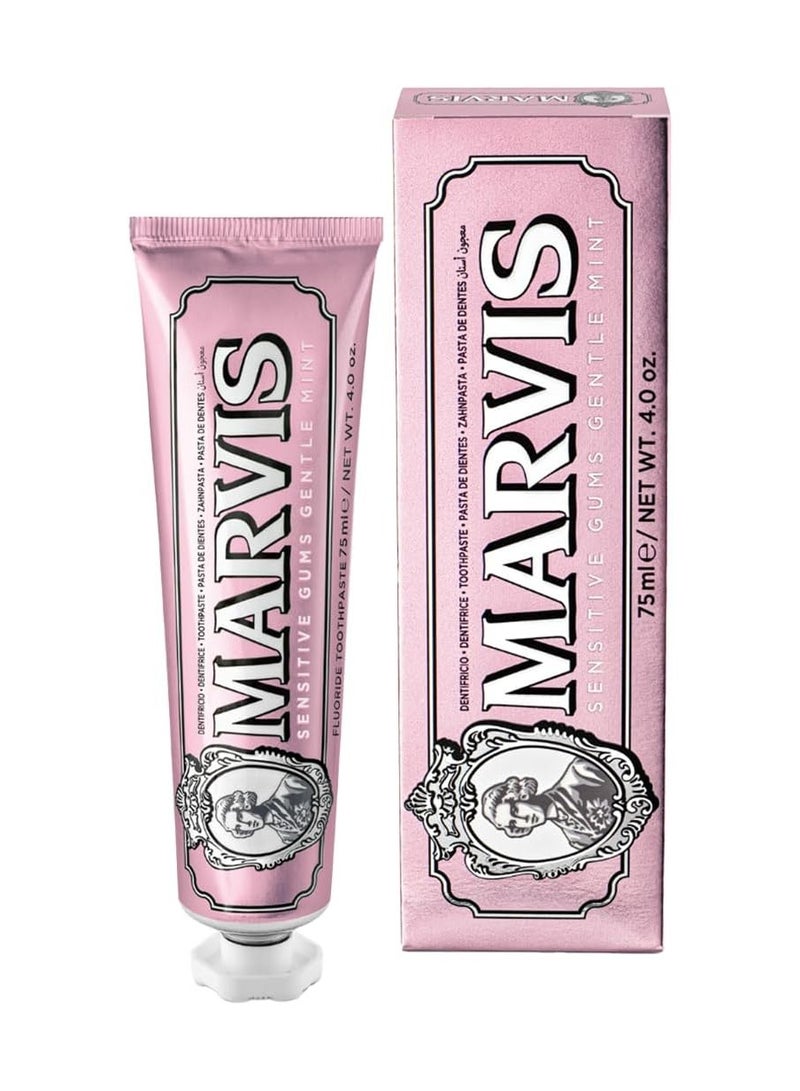مارفيس اللثة الحساسة معجون أسنان النعناع اللطيف، 75 مل، معجون أسنان ذو نكهة مثيرة يساعد على إزالة اللوحة وتقليل حساسية اللثة، طازجة دائمة - Image 1