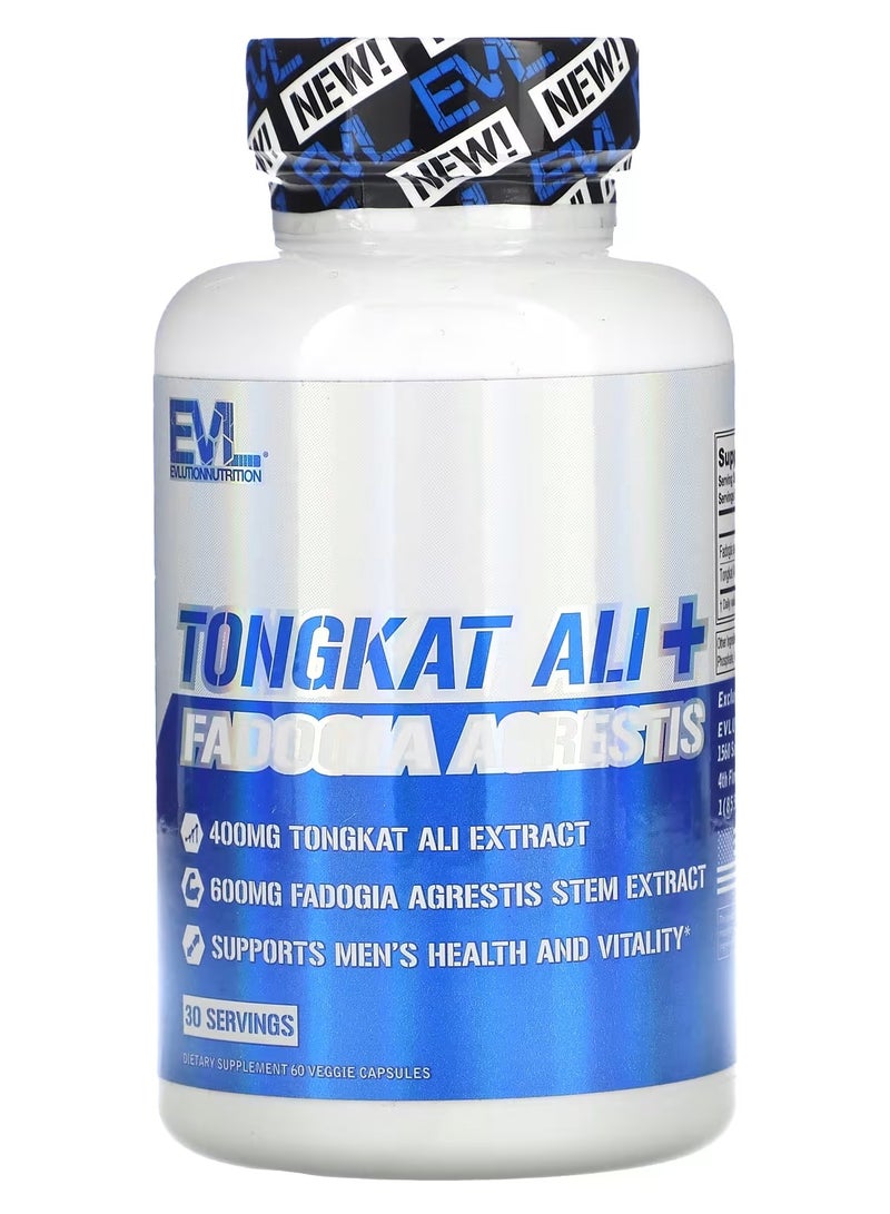 EVLUTION NUTRITION EVLution Nutrition, Tongkat Ali + Fadogia Agrestis, 400 mg, 60 Veggie Capsules (200 mg per Capsule) 