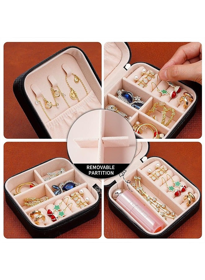 رولستيمي صندوق مجوهرات للسفر ، صناديق سفر مجوهرات صغيرة محمولة ، منظم مجوهرات صغير للخواتم ، الأقراط ، المعلقات ، الساعات ، القلائد ، أحمر الشفاه المنظم حامل التخزين ، أسود - Image 3