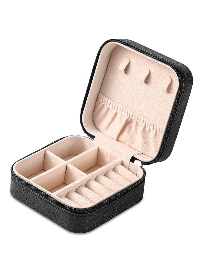 رولستيمي صندوق مجوهرات للسفر ، صناديق سفر مجوهرات صغيرة محمولة ، منظم مجوهرات صغير للخواتم ، الأقراط ، المعلقات ، الساعات ، القلائد ، أحمر الشفاه المنظم حامل التخزين ، أسود - Image 5