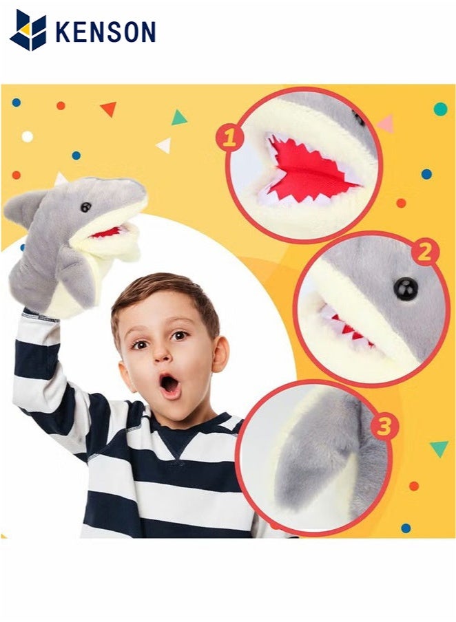 KENSON Cute Plush Shark Hand Puppet Shark Puppets Toys, Kids Hand Puppets Plush Shark Toys Soft Shark Gloves Figure - Image 4
