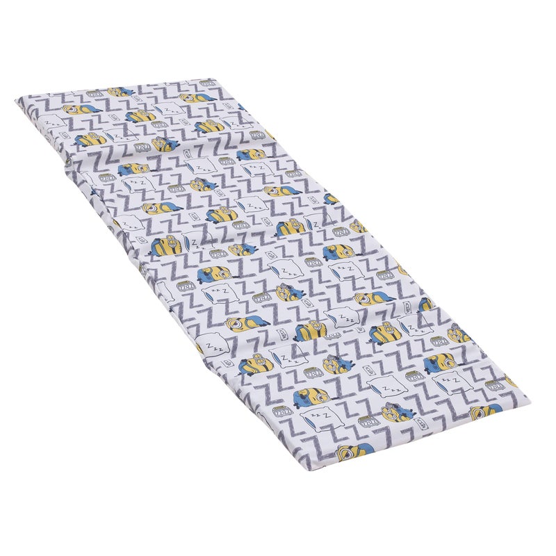 NoJo Illimuniation Lazy Minions Club Gray, Blue, Yellow, and White Preschool Nap Pad Sheet - Image 1
