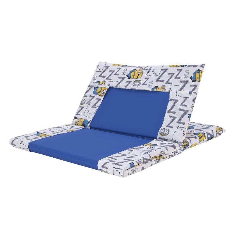 NoJo Illimuniation Lazy Minions Club Gray, Blue, Yellow, and White Preschool Nap Pad Sheet - Image 5