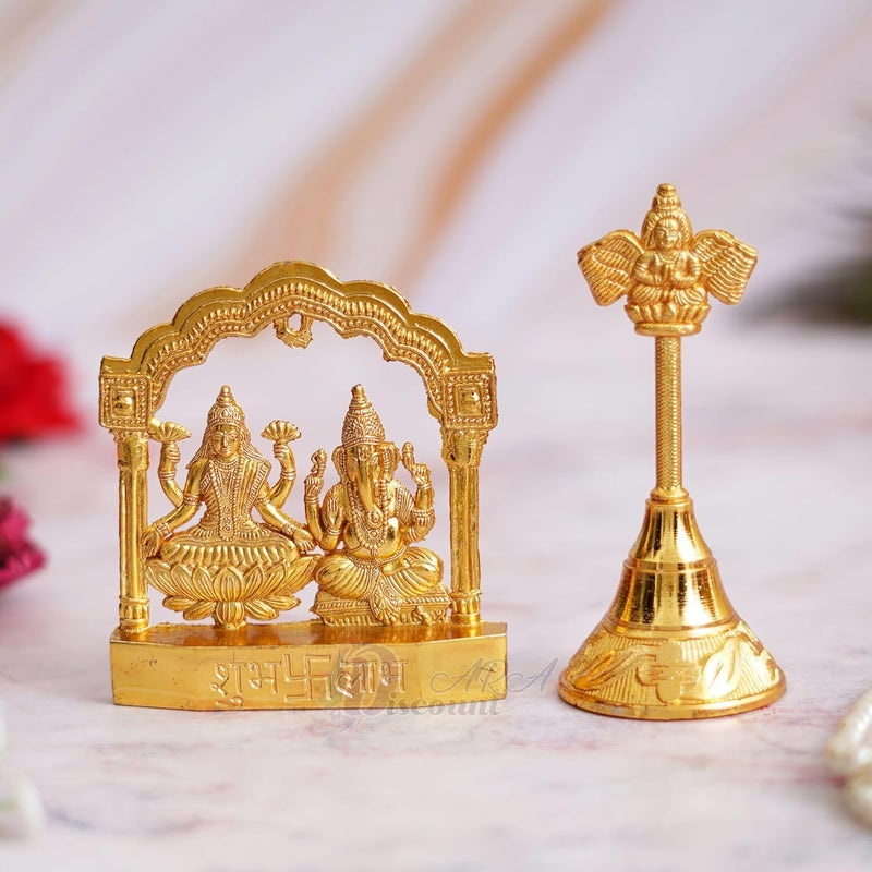 Discount ARA Laxmi Ganesha Statue with BellLaxmi Ganpati Murti for PoojaHouse Warming Gift ItemsDiwali GiftsGanesh Laxmi IdolLaxmi Ganesha Statue - Image 1