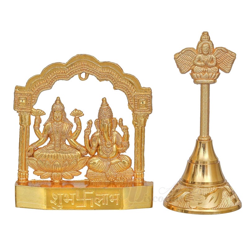 Discount ARA Laxmi Ganesha Statue with BellLaxmi Ganpati Murti for PoojaHouse Warming Gift ItemsDiwali GiftsGanesh Laxmi IdolLaxmi Ganesha Statue - Image 3